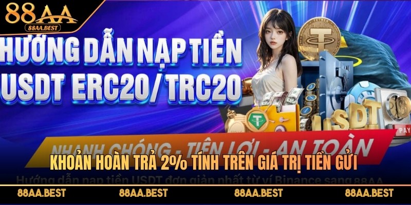 Khoản hoàn trả 2% tính trên giá trị tiền gửi và được cộng trực tiếp